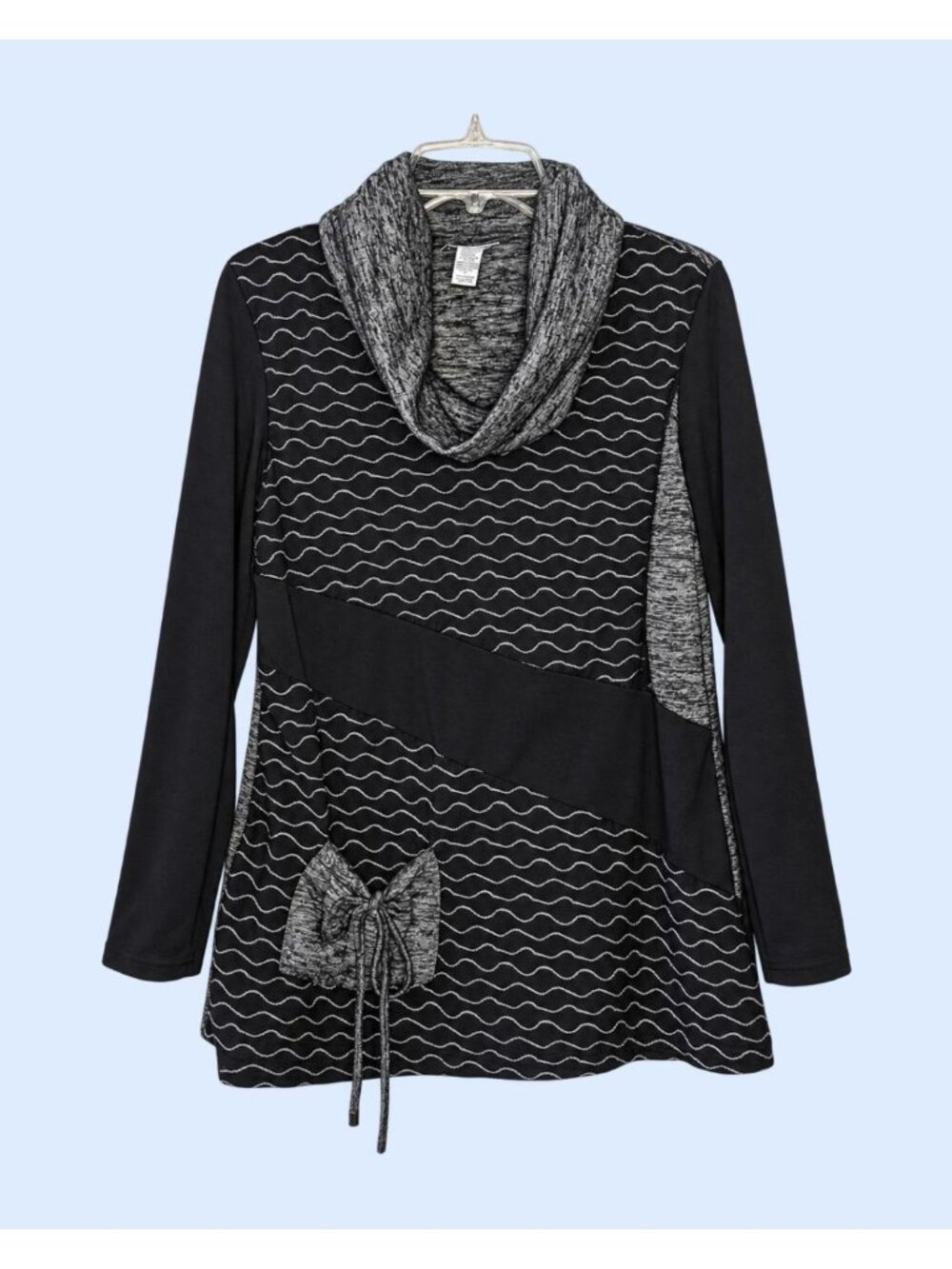 Mirror Image long sleeve black and gray comfortable Bohemian Cowl neck Tunic S